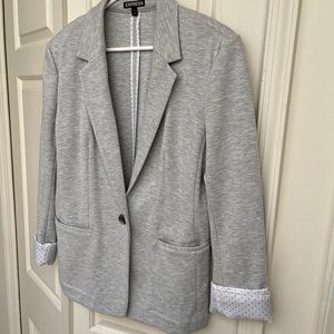 Express gray blazer with polka dot sleeves cuffed optional!